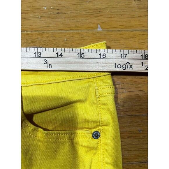 Old Navy Jeans Women's Size 14 Yellow Rockstar Straight Mid Rise Denim - Picture 8 of 8